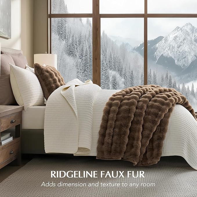 EverGrace Ultra Soft Luxury Fluffy Faux Rabbit Fur Throw Blanket, Thick Warm Bubble Throw for Bed, Cozy Plush Reversible Blankets for Couch, Chair, Sofa, Natural Tan, 60x80 Inches