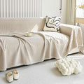 HANDONTIME Corduroy Sofa Covers for Kids Light Khaki Couch Slipcover Jacquard Sectional Covers Cozy Couch Cover Protector Chenille Sofa Covers Washable Pet Protector Furniture Covers, 91" X150"