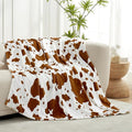 Cozy Bliss Cow Print Fuzzy Throw Blanket for Couch - Thick Soft Warm Non Shedding Fleece Blankets for Western Décor Room, for Kids, Women Men Girls, Brown 50"*60"