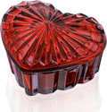 kanpura Crystal Glass Heart-Shaped Jewelry Box,Candy Box with Lid,Women's Covered Earrings Necklace Chest Trinket Storage Box, Glass Jar Christmas Gifts for Women and Girls(Burgundy)