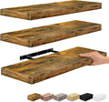 Sorbus Floating Shelves for Wall - 24" Bathroom Shelves, Wall Decor for Bedroom, Kitchen, Living Room, Home Decor & Book storage - Mounted Floating Shelf with Invisible Brackets (Rustic Brown, 3 Pack)