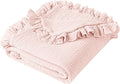 Konssy Flounce Muslin Baby Blanket for Girls Boys, 100% Cotton Soft Crib Swaddle Blankets, Reversible & Breathable Nursery Bedding for Newborns Toddlers, 40 x 36 Inches (Baby Pink)