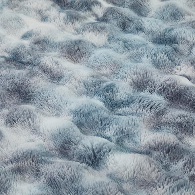 Faux Fur Throw Blanket for Couch Cozy Fuzzy Soft Plush Thick Fluffy Fleece Bubble Blanket for Sofa Bedroom Living Room, 51x63 Inches Tie-Dye Silver Gray