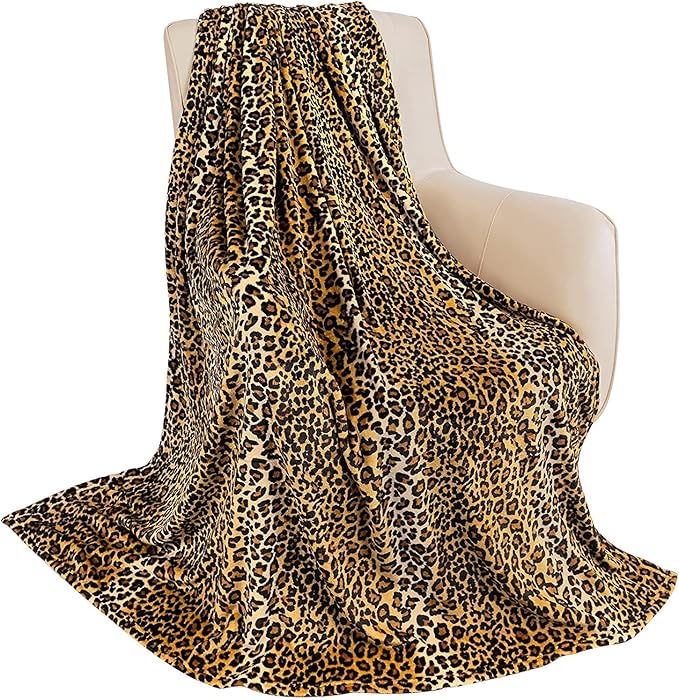 MACEVIA Flannel Fleece Twin Blanket for Couch, Leopard Print Blankets for Adult, Lightweight Cozy Soft Cheetah Blanket for Bed Sofa 260GSM, Suitable for All Seasons (Brown Leopard,60x80inches)