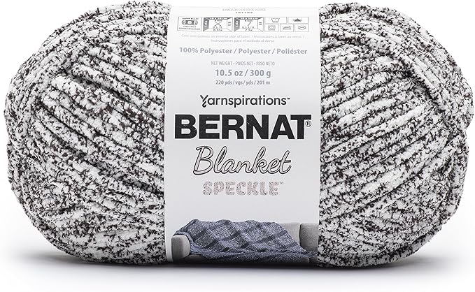 Bernat Blanket Speckle Typewriter Yarn - 2 Pack of 10.5oz/300g - Polyester - #6 Super Bulky - 220 Yards - Knitting & Crochet