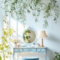 Olive Green Plants Leaves Wall Decals Peel and Stick, Large Floral Flowers Vinyl Wall Stickers, Removable Vine Home Decor Art for Bedroom Living Room Classroom Office