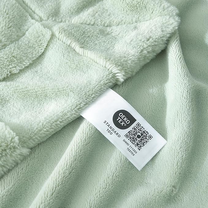 Cozy Bliss Checkered Faux Rabbit Fur Blanket King Size for Bed, Soft Fuzzy Blankets for Women Men, Large Furry Fleece Throw for Bedroom Decor (Sage Green, 108" x 90")