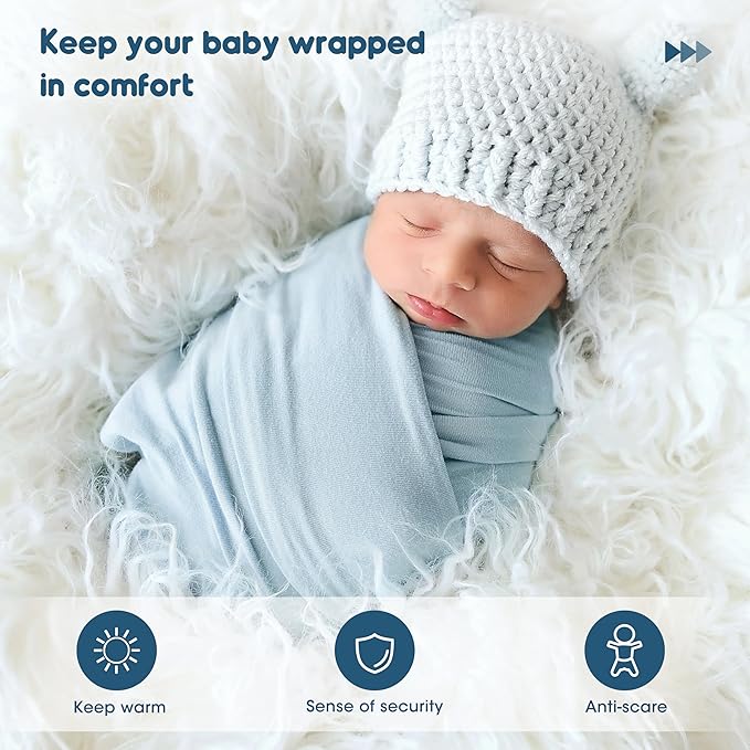 GRSSDER 2 Pack Newborn Swaddle Blanket, Ultra Soft Stretchy Jersey Knit Extra Large Size 33 x 44 Receiving Blankets for Easy Swaddling Baby Snug and Cozy