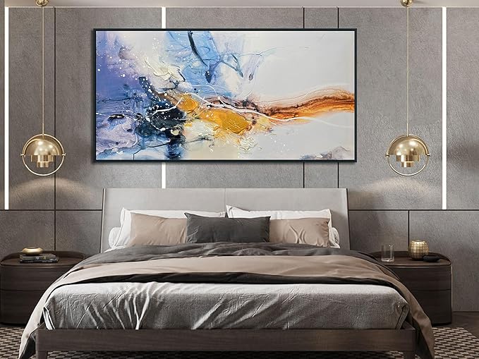 Ardemy Abstract Wall Art Canvas for Living Room Modern Framed Textured Painting Picture Bedroom Artwork Home Office Kitchen Dining Room Wall Decor, Black Wood Extra Large 58"x29"