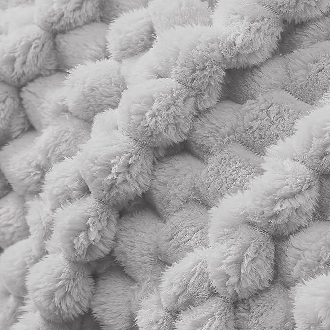 Whale Flotilla Twin Size Blanket for Bed with Jacquard Pattern, Fuzzy Soft Cozy Exquisite Blankets for All Season, Warm and Fluffy, 60x80 Inch, Light Grey