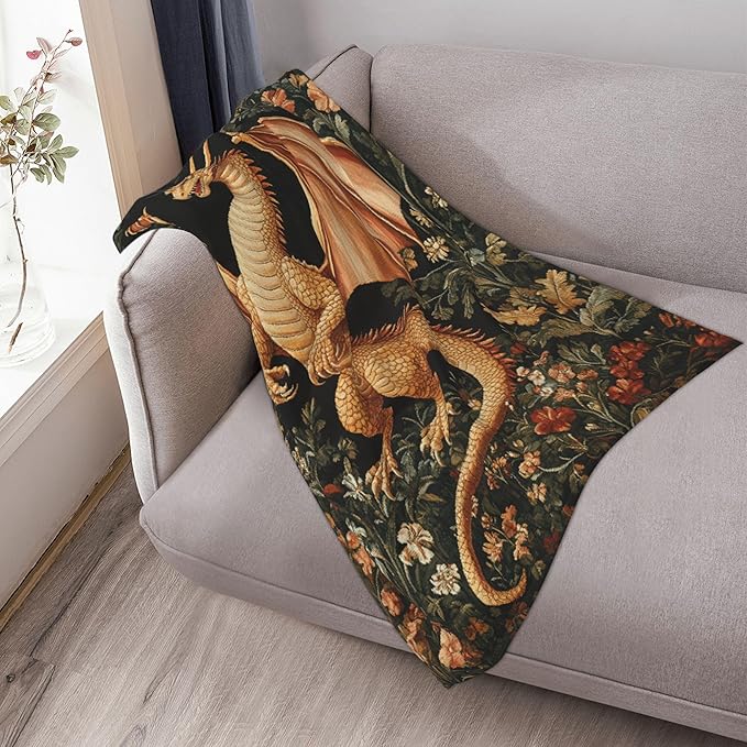 Dragon Throw Blanket Soft Warm Cozy Dragons Blankets Fuzzy Plush Fleece Dragon Blanket Gifts for Couch Bed Sofa Home Decor 40''X50''