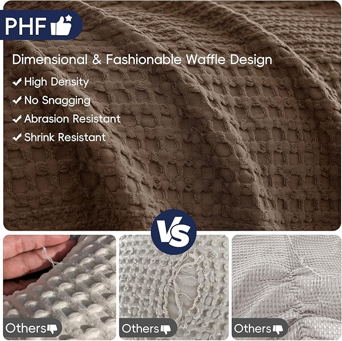 PHF Lightweight Waffle Weave Blanket King Size, Breathable & Ultra Soft, 104"x 90" Soft & Cozy Thin Blanket for All Season & Hot Sleepers, Bed, Home Decor - Chocolate