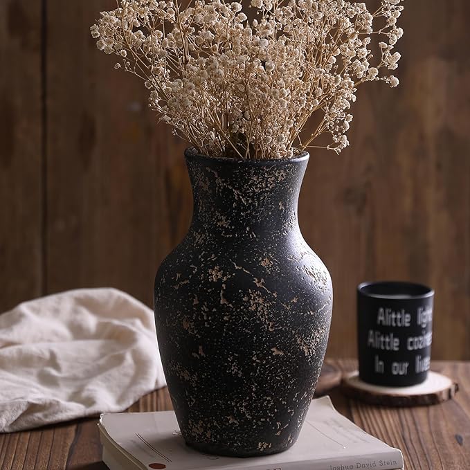 Farmhouse Vase for Home Decor, Vintage Rustic Terracotta Flower Vase Suitable for Home Decor, Living Room, Shelf, Dining Table. ZSHLXM