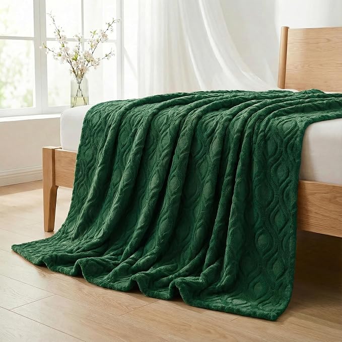 Horaldaily Solid Blanket Throw, Dark Green Accent Farmhouse Neutral Square Euro Soft Fuzzy Plush Faux Fur Cozy Blankets for Couch Sofa Bed Lounging, Ideal Gifts for Kids Adults Wife Self, 50x60