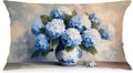 Blue Chinoiserie Hydrangea Floral Lumbar Pillow Cover 12x20 Double-Sided, Grandmillennial Decor, Vintage Farmhouse Spring Flower Decorative Throw Pillow Cover for Living Room Home Bedroom