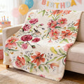 yuboo Spring Floral Throw Blanket, Pink Watercolor Flower Gifts for Women, Mom, Elders and Girls, Floral Blanket, Soft and Cozy Blanket for Spring Decor 50 x 60In