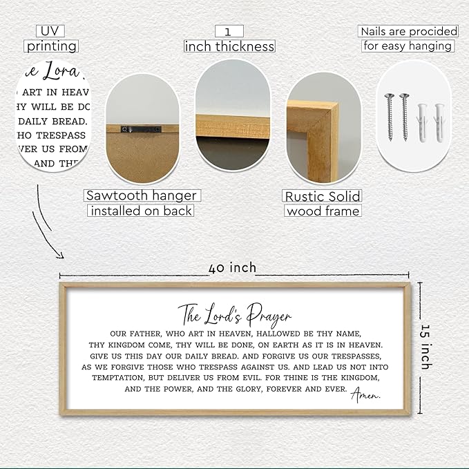 The Lords Our Father Prayer Wall Decor Bible Verse Sign 40"×15" Christian Scripture Large Wood Framed Do It Anyway Wall Hanging Art (Wood)