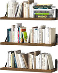 upsimples 23.6 Inches Floating Book Shelves for Wall, Floating Wood Shelves for Living Room, Laundry Room, Bedroom, Office Organizer and Storage, Brown