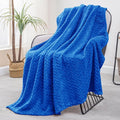 Exclusivo Mezcla Fleece Throw Blanket for Couch and Bed, 50x70 Inches Soft Cozy Jacquard Flannel Blankets, Lightweight Fuzzy Plush Warm Throws for Women, Cobalt Blue