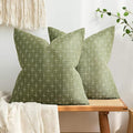 MIULEE Pack of 2 Decorative Burlap Linen Spring Throw Pillow Covers Farmhouse Pillowcases Modern Rustic Woven Textured Cushion Cover for Sofa Couch Bed 20x20 Inch Sage Green