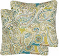 Mika Home Pack of 2 Throw Pillow Covers Decorative Pillow Shells for Sofa Couch, Paisley Pattern, 22x22 Inches,Green Brown Cream Multicolor