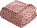 Vessia Flannel Fleece Throw Blanket(50x70 inch), 3D Jacquard Pink Fuzzy and Warm Blanket for Couch,Sofa,Bed,Chair, 300GSM Super Soft Touch Cozy Lightweight Throw for All-Season Home Decor