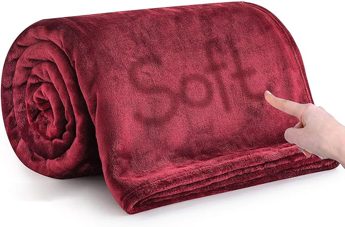 MOONLIGHT20015 Fleece Blanket - Super Soft Fuzzy Throw Blanket for Couch and Sofa - Lightweight Luxury 400 GSM Microfiber Fluffy Bed Blankets and Throws, 50 x 60 Inches (Throw/Travel, Burgundy)