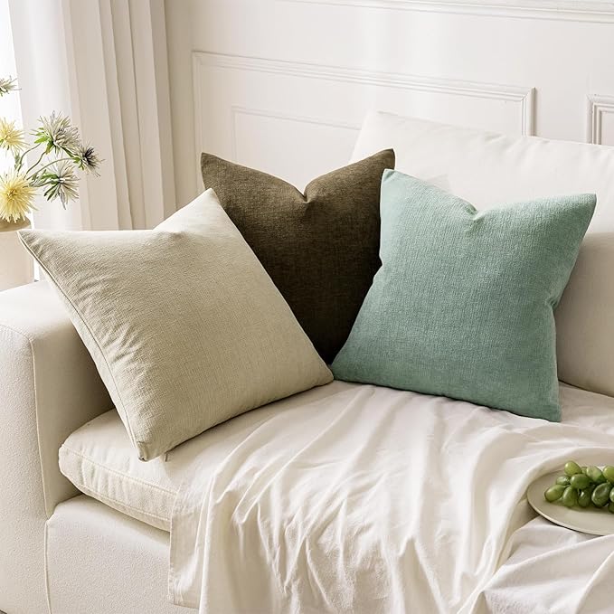 MIULEE Coffee Couch Pillow Covers 20x20 Inch, Set of 2 Soft Chenille Decorative Square Throw Pillow Covers Farmhouse for Sofa Living Room Bed