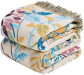 Boho Throw Blanket for Couch Sofa Chair Cotton Spring Blankets for Bedroom Living Room All Season Soft Lightweight Reversible Floral Embroidery Decorative Throws 50"x60" Home Decor