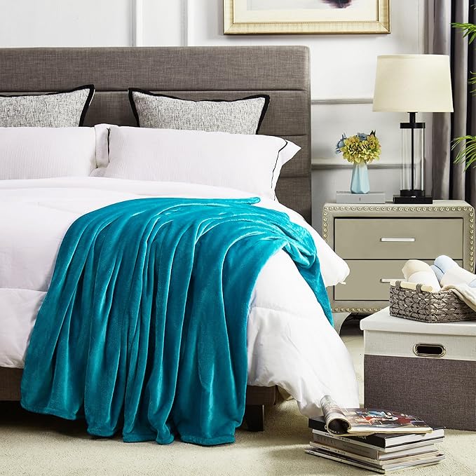 DREAMNINE Extra Large Soft Comfy Fluffy Fleece Bed Blanket Full Size 80" x 90", Luxury Huge Decorative Fuzzy Blanket for Women Girl, Big Cozy Shaggy Warm Flannel Blankets for Winter Autumn Pet, Teal