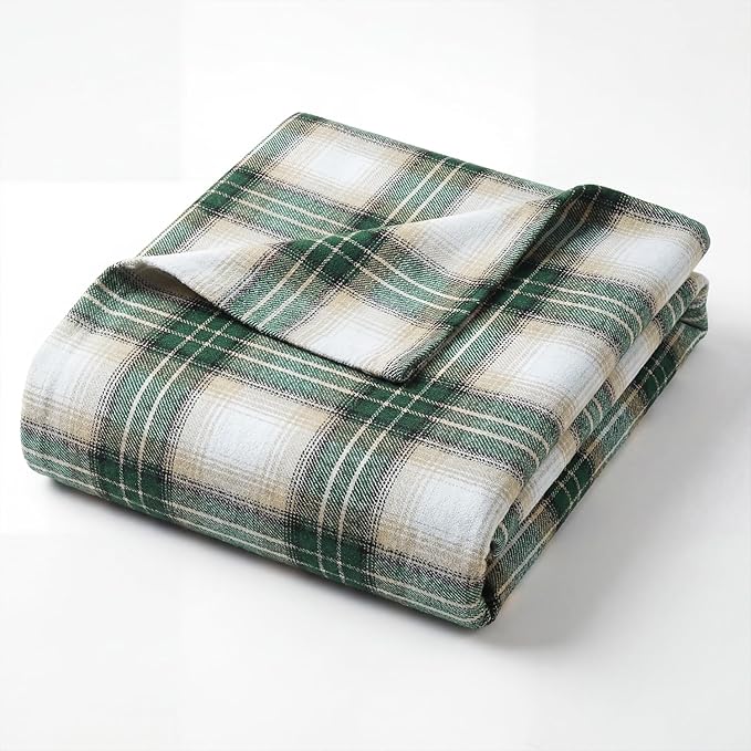 Horaldaily Green Light Coffee Farmhouse Plaid Spring Decorative Blanket Throw, Rustic Soft Lightweight Blanket for Couch Sofa Bed Lounging Decoration, Ideal Gifts for Kids Adults Self, 50x60