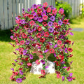 Artificial Flowers for Outdoors Spring Decor, 6 Bundles UV Resistant Realistic Fuax Silk Hanging Flowers, Fake Plants for Planter Indoor Outside Garden Porch Patio Balcony Yard(Fuchsia Purple)