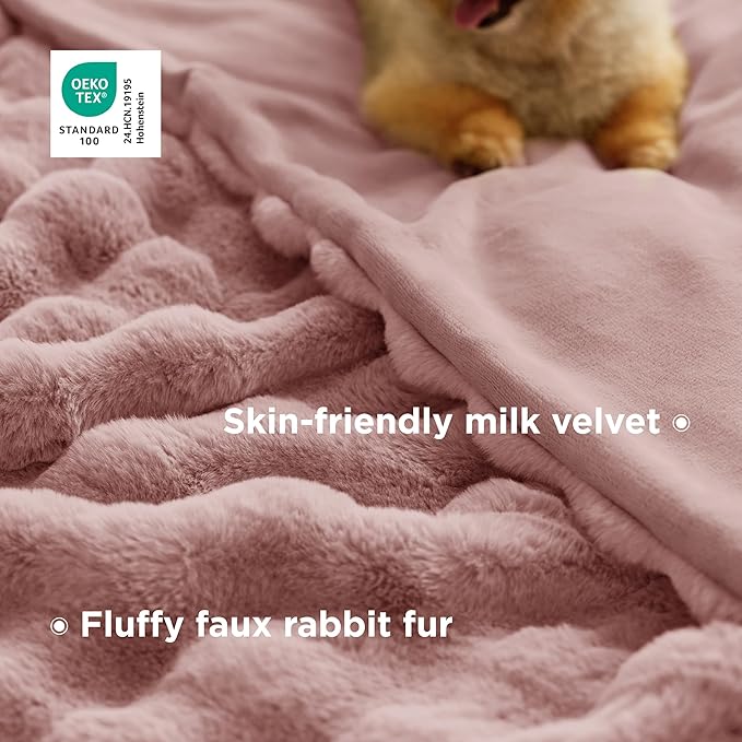 Bedsure GentleSoft Fluffy Fuzzy Twin Blanket, Soft Cozy Fleece Faux Fur Blanket, Pink Decorations Minky Velvet Couch Cover, Thick Warm Plush Women Men Birthday Gifts, 870GSM, Dusty Rose