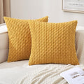 MIULEE Pack of 2 Decorative Throw Pillow Covers 16x16 Inch Soft Boho Striped Textured Corduroy Pillow Covers Modern Farmhouse Home Decor for Couch Bed Sofa Living Room Yellow