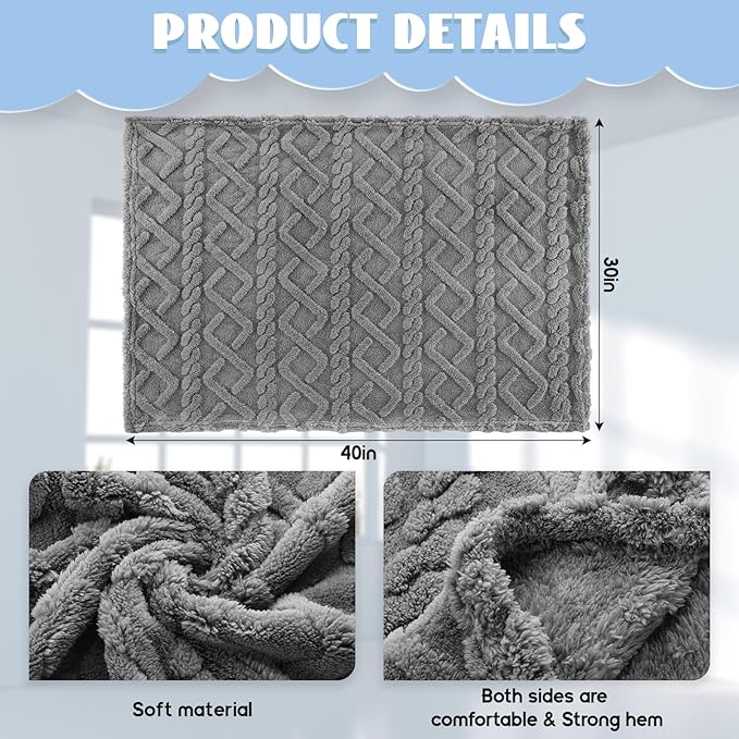 VitalCozy 4 Pcs Soft Fleece Baby Blankets Set 30" x 40" 3D Plush Warm Nursery Swaddling Bed Blanket Little Boys Girls Infant Toddlers and Newborn Receiving Gifts Blankets(Blue Set)