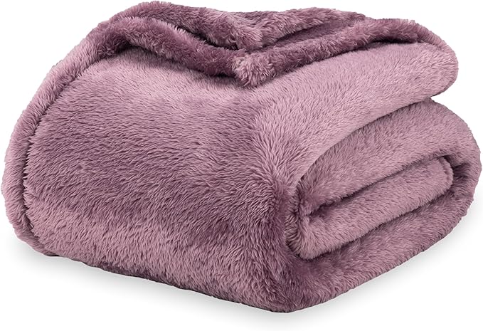 Berkshire Blanket Classic Extra-Fluffy™ Plush Throw Blanket, Soft Fuzzy Fluffy Long Hair Throw Blanket for Couch Sofa Bed, Plum Smoke, 50x60 Inches