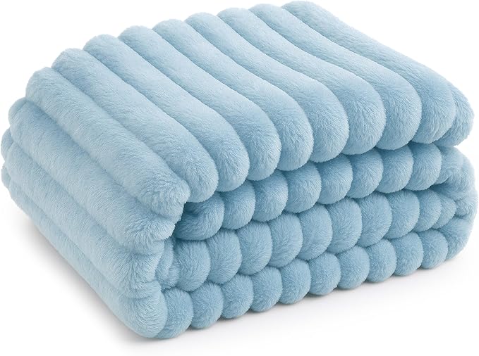 Bedsure GentleSoft Blue Throw Blanket for Couch - Cozy Soft Blankets for Women, Cute Small Fleece Throw for Girls, Spring Decorations for Home Room Decor Gifts for Women Her, Light Blue, 50x60 Inches