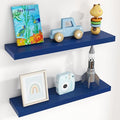 fuqing 30 Inch Floating Shelves, Dark Blue Floating Shelves for Wall Set of 2, 30'' Long Wooden Wall Shelves for Living Room Bedroom Kids' Room Boys' Room - Dark Blue