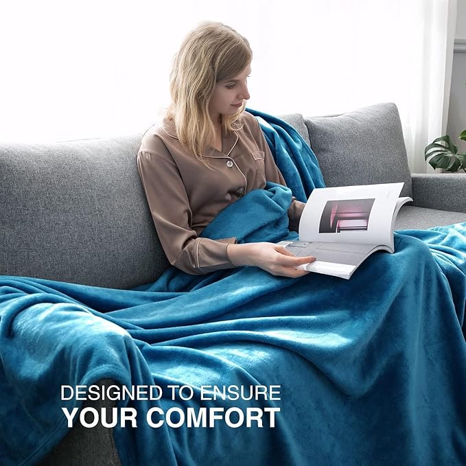 IR Imperial Rooms Fleece Blanket 2 Pack Twin Size 60x80 Inches - Super Soft Fluffy Throw Blanket for Sofa and Bed - Warm and Cozy Lightweight 400 GSM Microfiber Bed Throws Blankets (Twin, Teal)