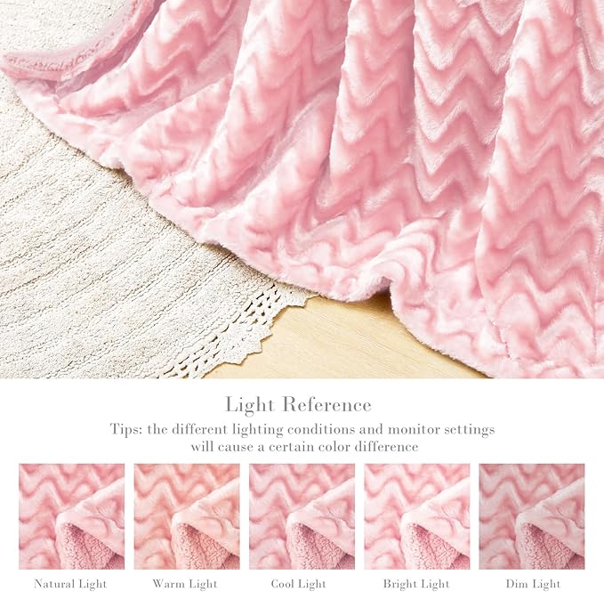 Whale Flotilla Faux Fur Sherpa Twin Size Blanket for Bed, Cozy Reversible Fuzzy Fluffy Plush Blankets for All Season, Warm and Soft, 60x80 Inch, Pink