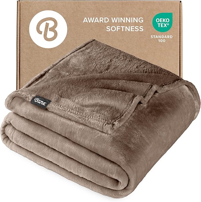 Bare Home Fleece Blanket - King Size - Ultra-Soft Lightweight for Bed, Sofa, and Couch - Luxury Microplush - Cozy Warm Blanket (King, Taupe)