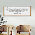 comurdyo Bible Verse Trust in the Lord With All Thine Heart Wall Decor 32"×12" Proverbs 3:5-6 Sign Scripture Christian Prayer Large for Family Modern Rustic Bedroom Wood Framed Plaque Hanging (Wood)