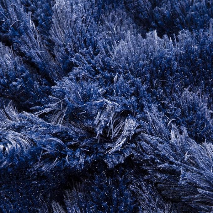 YUSOKI Faux Fur Queen Blanket(Navy Blue,90" x 90"),Whithout Pillows,Winter Lightweight Plush Fuzzy Soft Cozy Microfiber Comfy Bed Blanket for Women Kids Girls Couch Sofa Washable