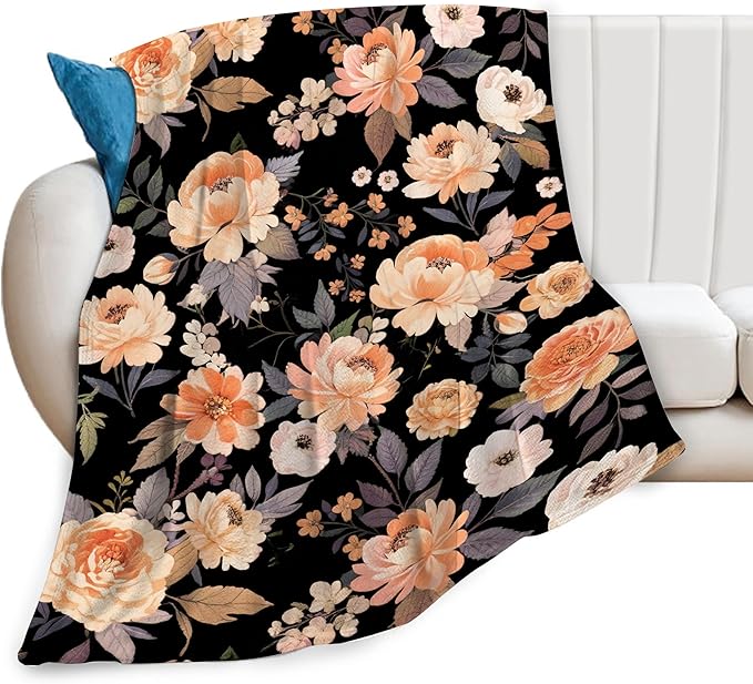 Flower Throw Blanket - Soft Plush Fleece Floral Bedding Blankets- Cozy Flower Stuff Gifts for Women Girls Kids 60"X80"