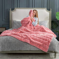 Cozy Bliss Deluxe Sheared Rabbit Faux Fur Throw Blanket, Soft Fuzzy High-Low Sculpted Plush Blanket for Couch, Cozy Home Accent, All Season Use, Pink 90"x90"