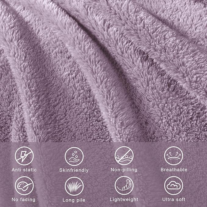 Exclusivo Mezcla King Size Blanket for Bed, Super Soft Velvet Plush Fleece Blankets, Fuzzy Cozy and Warm for Winter, 90x104 Inches, Grayish Purple