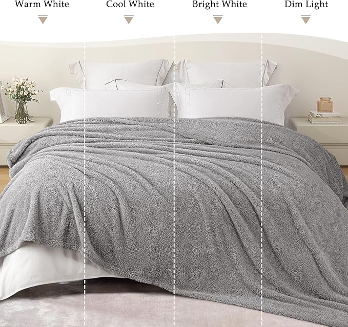 Exclusivo Mezcla Fleece Light Grey Throw Blanket for Couch Sofa, Ultra Soft, Lightweight and Fluffy Blankets for Women, All Season, 50x60 Inches