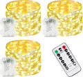 3 Pack Fairy Lights Battery Operated with Remote, 120LED 40FT Twinkle Lights Waterproof Outdoor Indoor Decor, 8 Modes Battery String Light Timer for Christmas Party Wedding Home DIY Décor(Warm White)