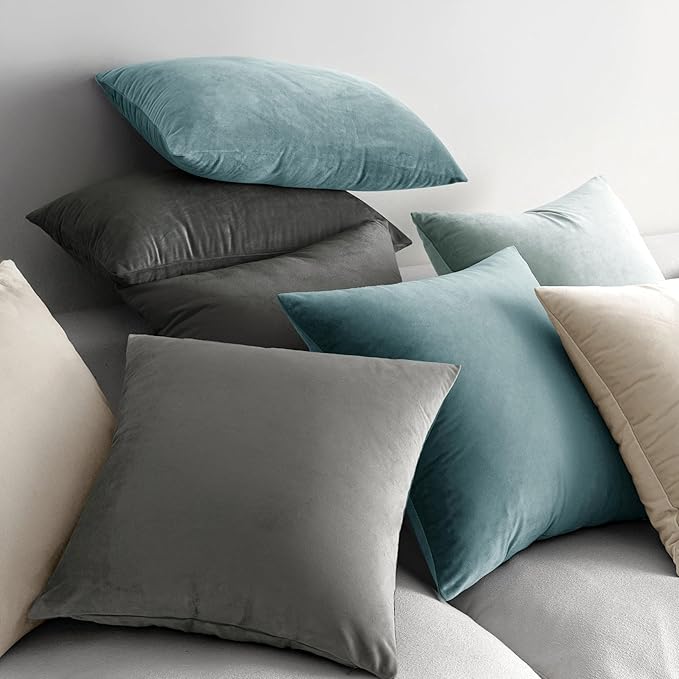 MIULEE Velvet Throw Pillow Covers 22x22 inch, Pack of 2 - Cream White, Soft Solid Decorative Pillow Covers Cushion Cases Modern Luxury Home Decor for Spring Couch Sofa Bedroom Livingroom