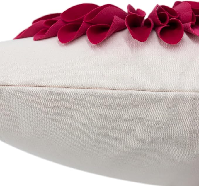 OiseauVoler 3D Sunflower Throw Pillow Cover Decorative Handmade Pillowcase Cushion Cover Case for Home Sofa Bed Living Room Decor 18x18 Inch Rose Red